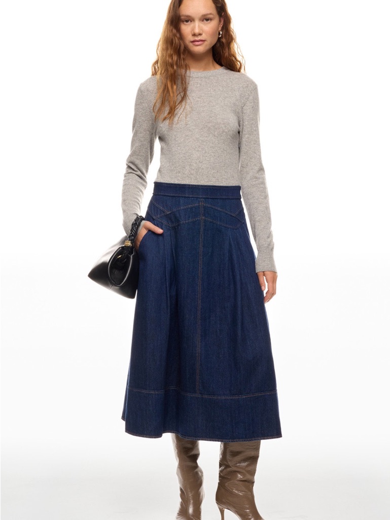 Shoshanna Navy Blue Denim Midi Dress